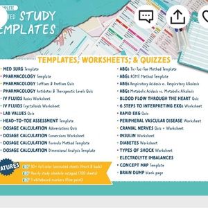 Nurse In The Making complete laminated study templates